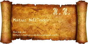 Matuz Nándor névjegykártya